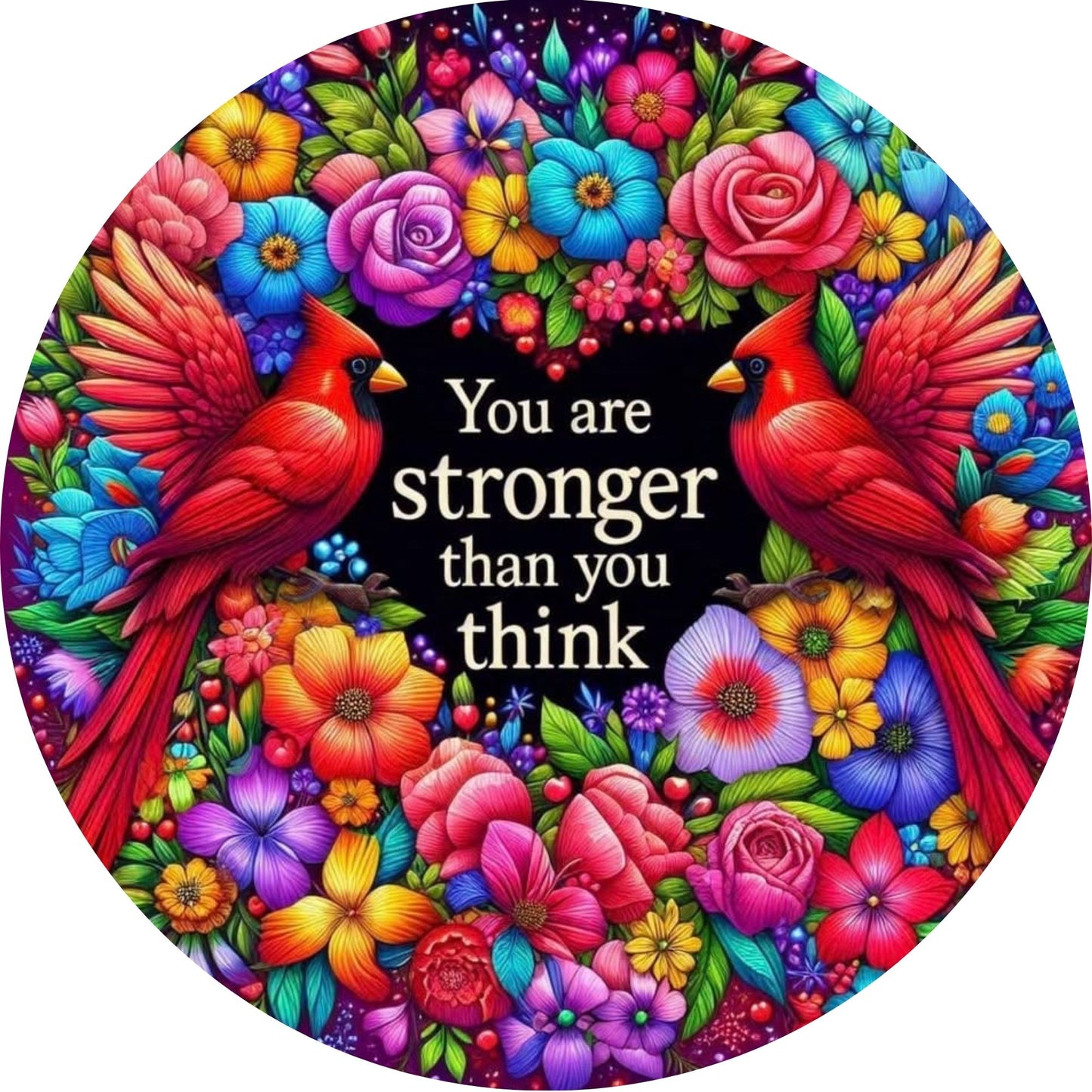 “You Are Stronger Than You Think” Cardinal Metal Wreath Sign