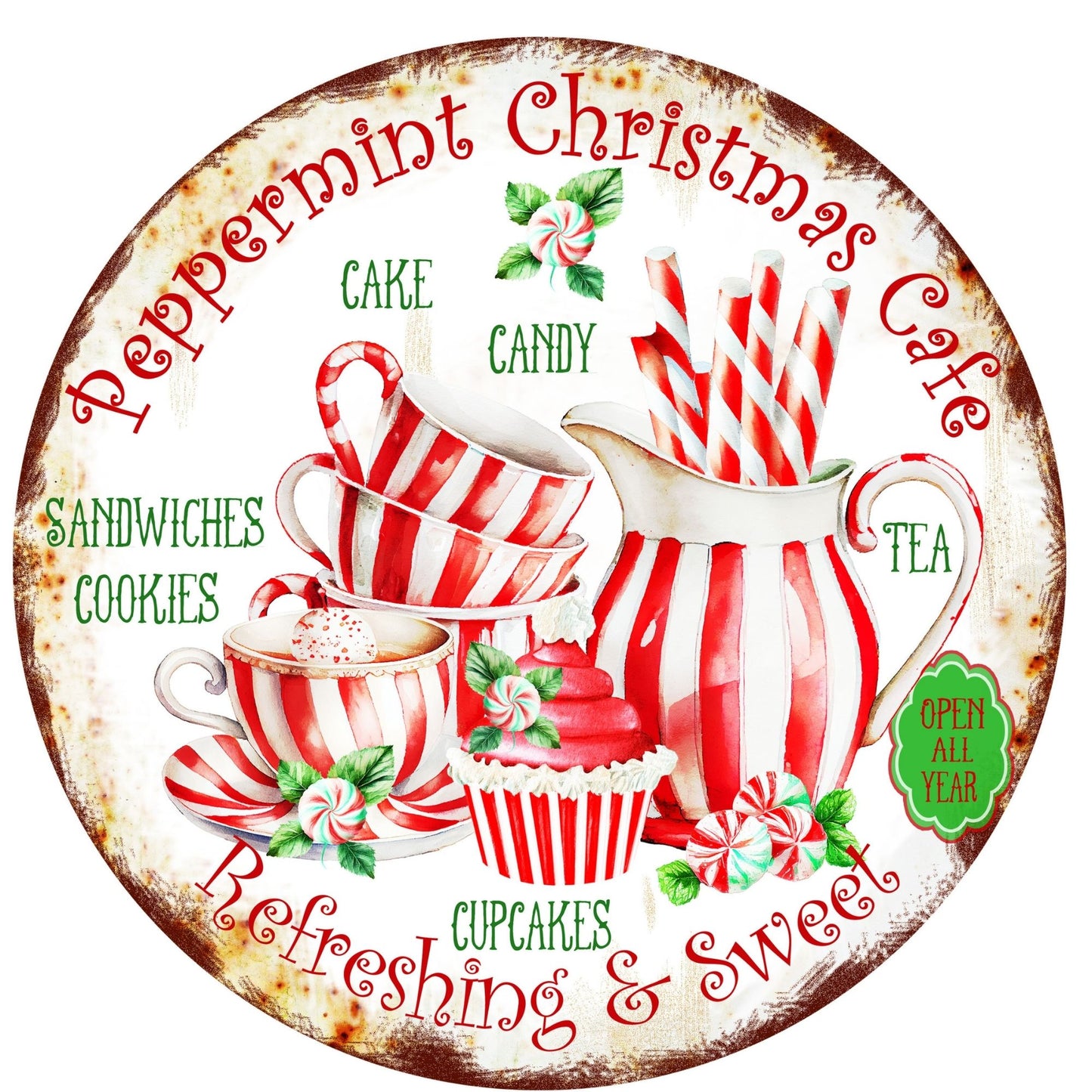Candy Cane Wreath Sign