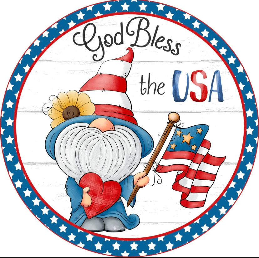 God Bless USA wreath sign